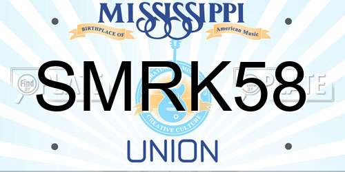 SMRK58 Mississippi License Plate