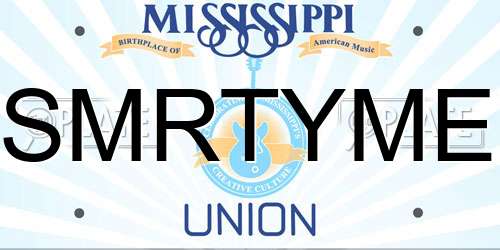 SMRTYME Mississippi License Plate