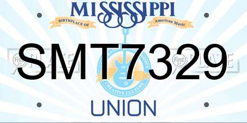 SMT7329 Mississippi License Plate