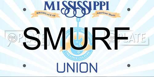 SMURF Mississippi License Plate