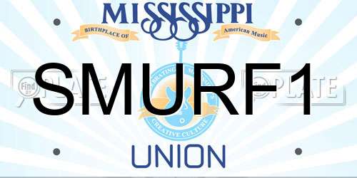 SMURF1 Mississippi License Plate