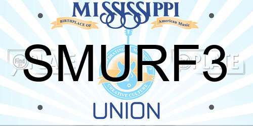 SMURF3 Mississippi License Plate
