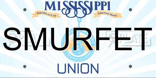 SMURFET Mississippi License Plate