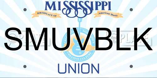 SMUVBLK Mississippi License Plate