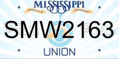 SMW2163 Mississippi License Plate