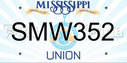 SMW352 Mississippi License Plate