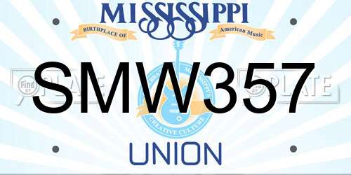 SMW357 Mississippi License Plate