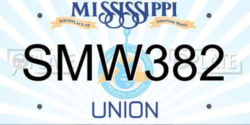 SMW382 Mississippi License Plate