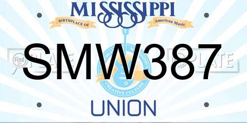 SMW387 Mississippi License Plate
