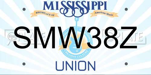 SMW38Z Mississippi License Plate