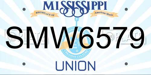 SMW6579 Mississippi License Plate