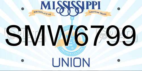 SMW6799 Mississippi License Plate