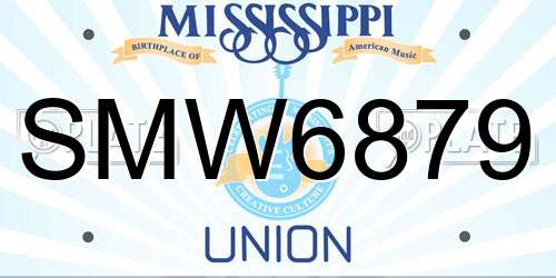 SMW6879 Mississippi License Plate