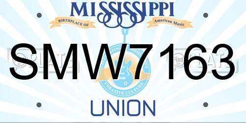 SMW7163 Mississippi License Plate