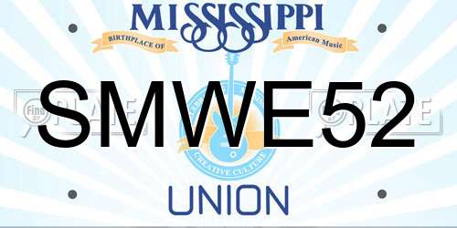 SMWE52 Mississippi License Plate