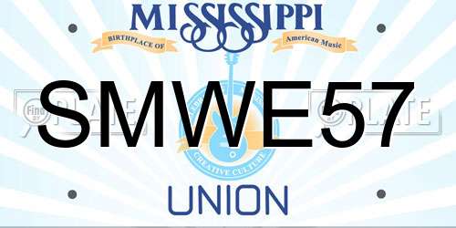 SMWE57 Mississippi License Plate