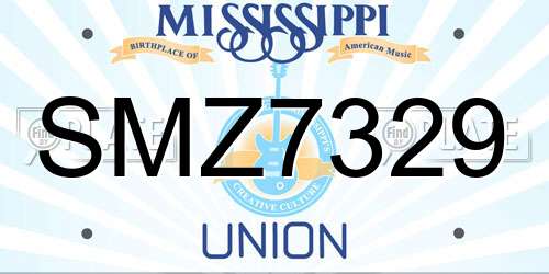 SMZ7329 Mississippi License Plate