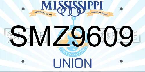 SMZ9609 Mississippi License Plate