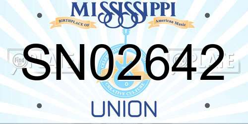 SN02642 Mississippi License Plate
