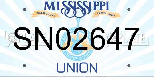 SN02647 Mississippi License Plate