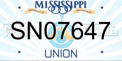 SN07647 Mississippi License Plate