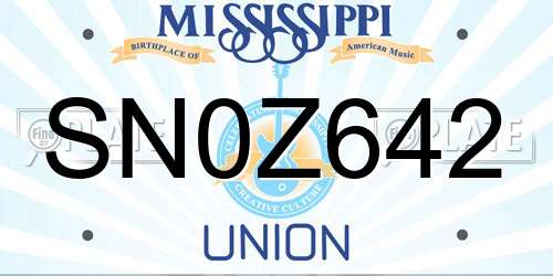 SN0Z642 Mississippi License Plate