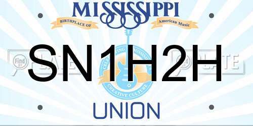 SN1H2H Mississippi License Plate