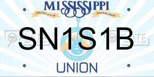 SN1S1B Mississippi License Plate