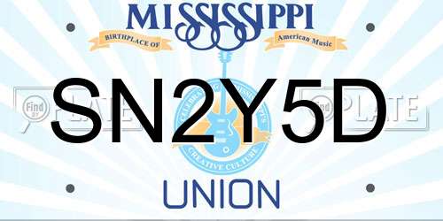 SN2Y5D Mississippi License Plate