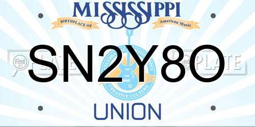 SN2Y8O Mississippi License Plate