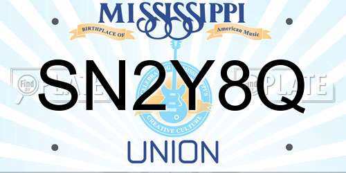 SN2Y8Q Mississippi License Plate