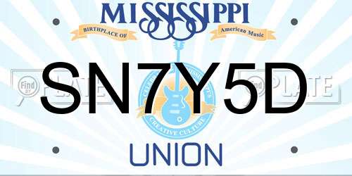 SN7Y5D Mississippi License Plate