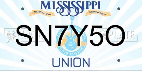 SN7Y5O Mississippi License Plate