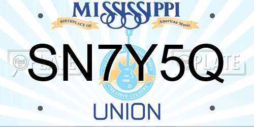 SN7Y5Q Mississippi License Plate