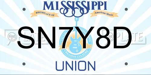SN7Y8D Mississippi License Plate