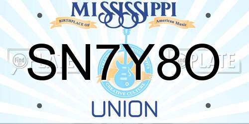 SN7Y8O Mississippi License Plate