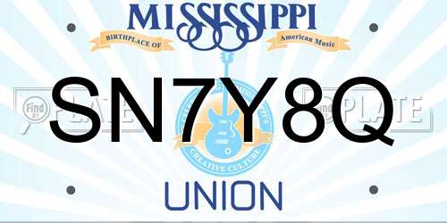 SN7Y8Q Mississippi License Plate