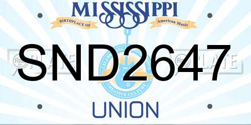 SND2647 Mississippi License Plate