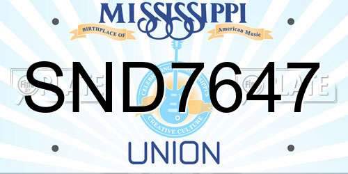 SND7647 Mississippi License Plate