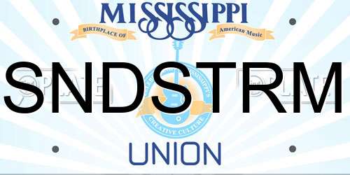 SNDSTRM Mississippi License Plate