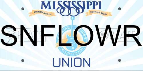 SNFLOWR Mississippi License Plate