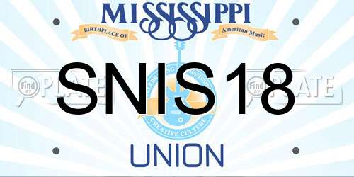 SNIS18 Mississippi License Plate