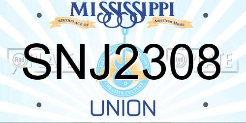 SNJ2308 Mississippi License Plate
