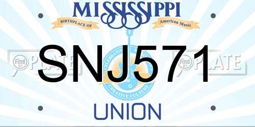 SNJ571 Mississippi License Plate