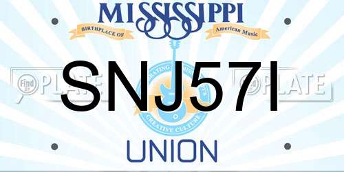 SNJ57I Mississippi License Plate
