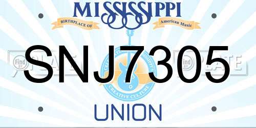 SNJ7305 Mississippi License Plate
