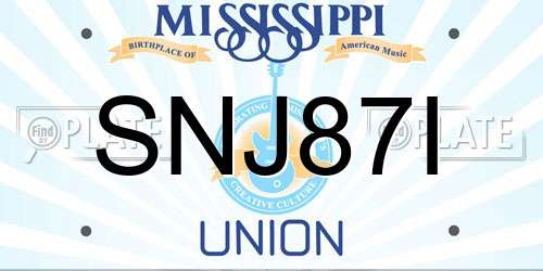 SNJ87I Mississippi License Plate