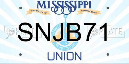 SNJB71 Mississippi License Plate