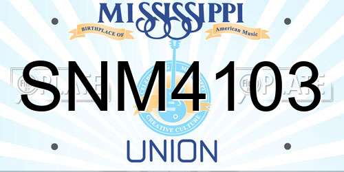SNM4103 Mississippi License Plate
