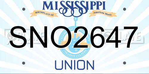 SNO2647 Mississippi License Plate